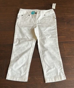 Talbots Young Girls White Jeans Sz 7 Floral ST1525 - Picture 1 of 3