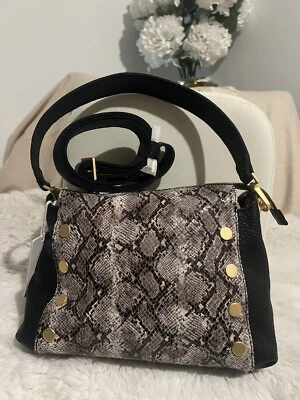 HAMMITT BRYANT MEDIUM Leather Shoulder Bag Contrast Snake/Brushed Gold NWT $445 - Image 1 of 4
