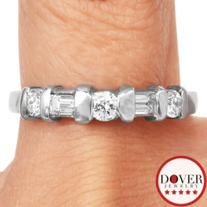 Estate 0.50ct Diamond Platinum Half-Eternity Band Ring 6.0 Grams NR - Picture 1 of 6