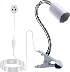 Clip on Lamp Clip on Reading Light Metal Base 220CM Clamp BedsideLight 9Mm&350Mm - Picture 1 of 12