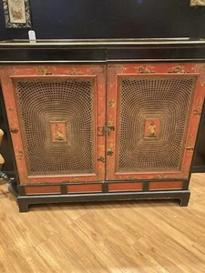Antique Chinese Hand Painted Lacquer Wedding Cabinet Chest Armoir - Picture 1 of 24