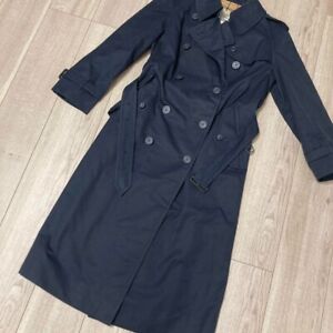 Burberrys London England Trench Coat Spring Coat Navy Belt Women Size 11/L Used