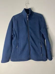 Edwards Jacket Sweater Mens Sz S Blue Zipper Long Sleeve Pocket Polyester - Picture 1 of 17