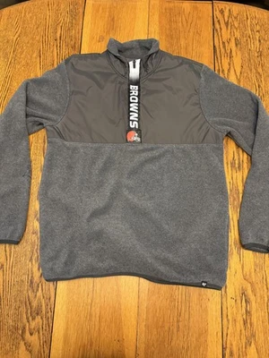 Cleveland Browns Pullover Jacket Mens Large Gray NFL Football Fleece Quarter Zip - Image 1 of 4