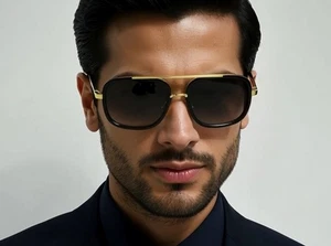Mujeres Hombres Gafas de sol Cuadradas de gran tamaño Diseñador Tonos Metal Marco Dorado Degradado  - Imagen 1 de 12