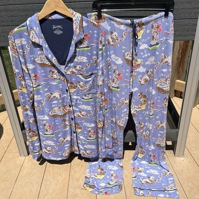 Nick & Nora Dog Grooming Print Modal Pajama Set Sz L Long Sleeves Pants Pockets - Image 1 of 4