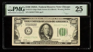1928A $100 Federal Reserve Note PMG 25 VF Fr#2151-G DGS Woods | Mellon - Picture 1 of 2