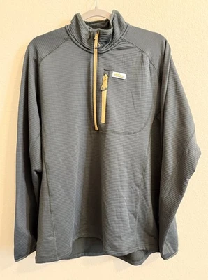 Orvis Pullover Mens Med Green Quarter Zip Performance Stretch Grid Fleece Warm - Image 1 of 3