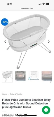 Fisher-Price Platinum-Moisés Inteligente Luminado - Blanco ‎GHP38 NUEVO SELLADO Foto 1 de 2