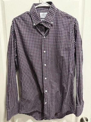 Ledbury Men’s 16 Red Blue Plaid Button Down Dress Shirt Slim Fit - Image 1 of 3