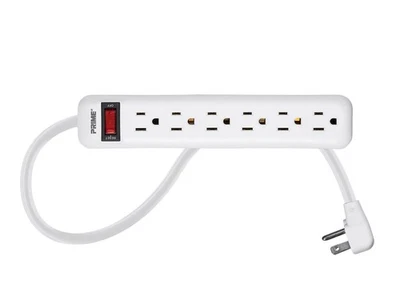 Monoprice 6 Outlet Power Strip - Matte White With 3 Feet Cord, Indoor Use Only - Image 1 of 4