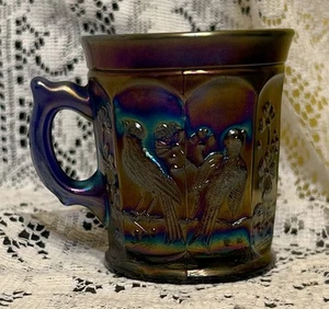 ANTIQUE SIGNED NORTHWOOD CARNIVAL GLASS BLUE AMETHYST TUMBLER C1915 LOVELY!! - Picture 1 of 5