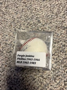 baseball firmato fergie jenkins con custodia, cuccioli, rangers, red sox, phillies, hof - Foto 1 di 6