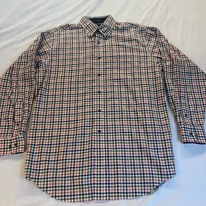 PAUL FREDRICK Mixed Colored Checkered Two Ply Cotton 16/34 Classic Fit Blue Trim - Picture 1 of 12