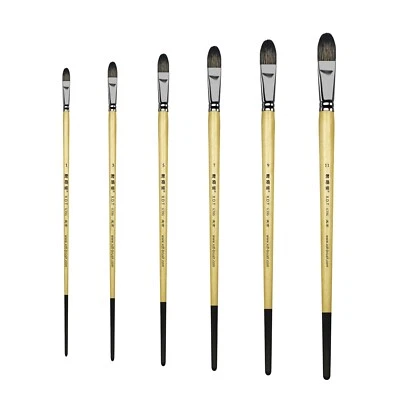 XDT#6386 Juego de 6 pinceles de pintura estilo Filbert pelo de cerdo y nailon Foto 1 de 4