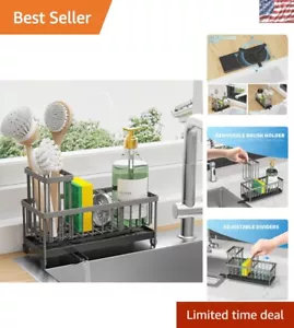 Stylish Grey Kitchen Sink Organizer with Rotating Spout for Ultimate Efficiency - Picture 1 of 8