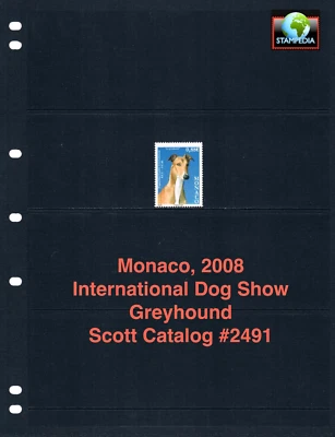 Valor Scott de $2,00 - 2008 MONACO perros galgo exhibición canina razas CV MNH NH UMM Foto 1 de 4