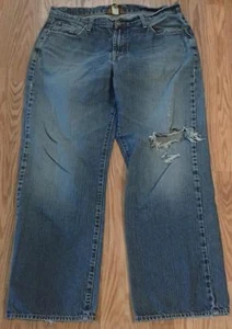 LUCKY BRAND sz "36 SHORT" DESTRUCTED RIPPED CLASSIC FIT BLUE JEANS  #82 - Picture 1 of 10