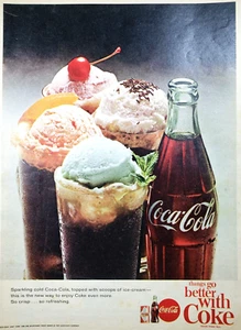 PRINT AD 1964 Coca Cola Things Go Better With Coke Ice Cream Floats 8x11 - Picture 1 of 1