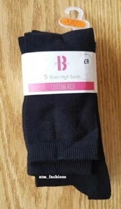 BHS 5 Pk Cotton Rich School Knee High Kids Socks Winter P E Sports Running - Picture 1 of 4