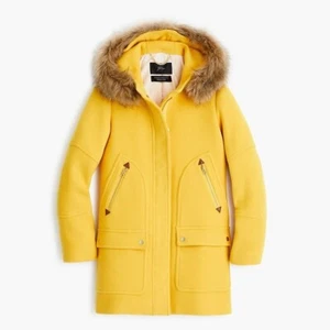 NWT JCrew Chateau Parka petite P00 Italian Stadium-Cloth Wool Yellow - Picture 1 of 2