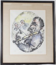 1965 Vintage CHAIM GROSS Framed+Matted Hand-Signed & Numbered Judaica Art Print