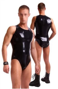 Hombre Látex Catsuit Traje de Baño Body Playa Ropa Sin Cremallera Sin Mangas - Imagen 1 de 1