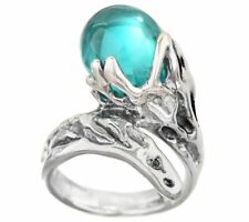 QVC Kalos by Hagit Teal Glass Bead and Sterling Wrap Design Ring Size 9