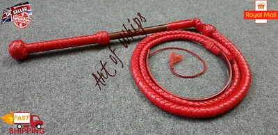 ART OF WHIPS Premium Echtes rotes Leder Stockpeitsche 5 Fuß 12 Zöpfe Erwachsene Cowboy Bullpeitsche