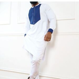 Men's Casual Suit 2 Piece Striped Long Sleeve Shirt &Pants Party African Suit