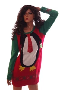Tuta pinguino donna brutto maglione natalizio vestito festa paillettes animale M 5 7 9 NUOVO - Foto 1 di 1