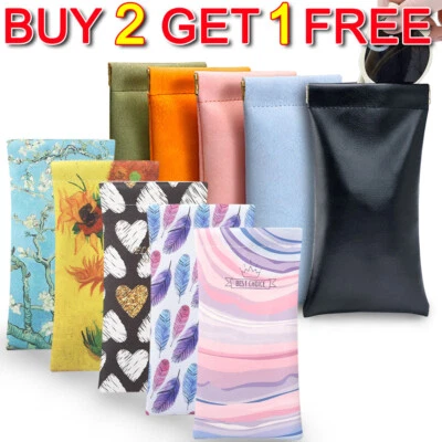 Magnetic Glasses Case With Spring Top - Soft Leather Case Pouch For Sunglasses - Image 1 of 4