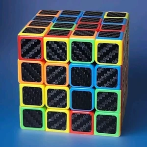Speed Cube 4x4x4 Black Puzzle Cube Carbon Fiber Party Birthday Gift Toy - Picture 1 of 4