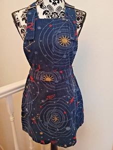 Run & Fly Space Rockets Corduroy Dungaree Pinafore Dress Size 8 - Picture 1 of 10