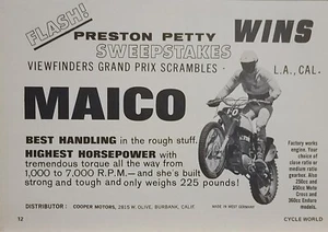 1968 Maico Motorcycle Print Ad Grand Prix Scramble Winner Preston Petty - Picture 1 of 1