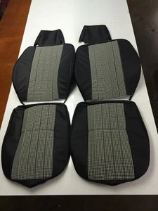PORSCHE 911 69-71 SEAT COVER SET W/ PEPITA HOUNDSTOOTH IN GERMAN VINYL BLACK - Picture 1 of 1
