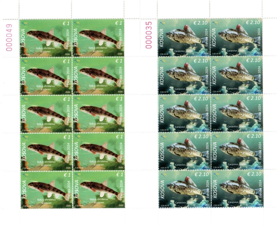 Kosovo Stamps 2024. Europa CEPT Underwater Flora & Fauna. Fish. Mini Sheet of 10 - Image 1 of 1