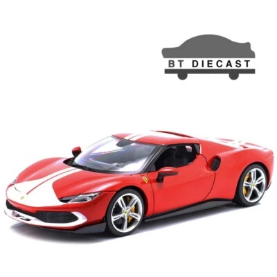 BBURAGO FERRARI 296 GTB ASSETTO FIORANO 1/18 with WHITE STRIPES RED 18-16017 - Image 1 of 4