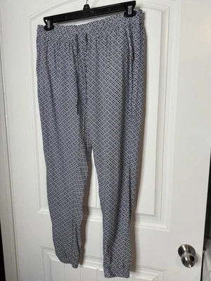 Pantalones ligeros Attention cintura elástica pierna jogger rayón grandes azules blancos Foto 1 de 4