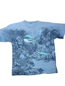 Camiseta De Colección Años 90 Tiburón Vida Silvestre Estampado Hábitat Peces Océano Mar XL - Imagen 1 de 10