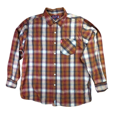 Shady Limited 8 Button Up Shirt Men XL Brown Black Plaid Embroidered Eminem 90s - Image 1 of 4