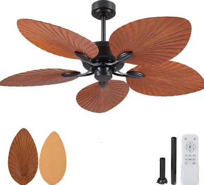 PHORUS 52" Waterproof Outdoor Palm Leaf Ceiling Fan For Patio Porch & Gazebo 52" - Image 1 of 4