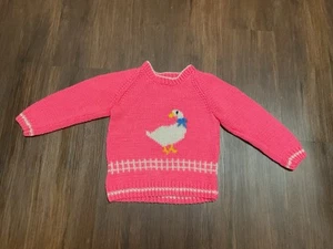 Youth Girls Hand Knit Pullover Sweater Ducky - Picture 1 of 6