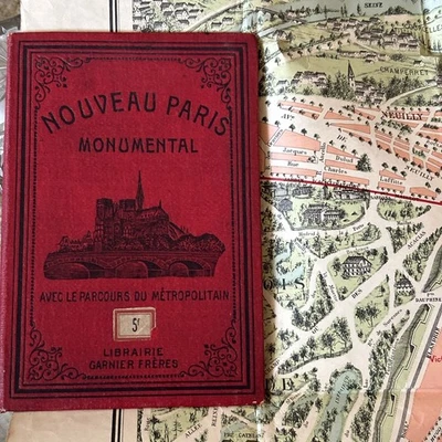 Antique Nouveau Paris Monumental Fold Out Map Garnier Frères France Circa 1919 - Image 1 of 4