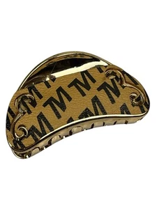 Medium size Golden Acrylic with Beige Leather Claw Clip hair accessory - Picture 1 of 18