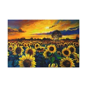 Sunflower Field Flowers Paintings Print Canvas Wall Art For Bedroom Living Room - Picture 1 of 2