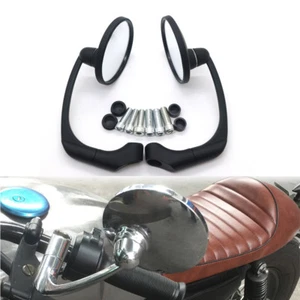 Espejo lateral retro redondo negro para motocicleta para GN125 Cafe Racer personalizado - Imagen 1 de 7