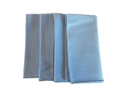 Set of 4 Vintage Pastel Blue Cloth Napkins Linen Blend 16x16" - Image 1 of 4