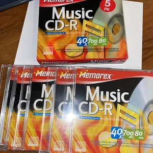 Memorex Music CD-R 40X 700MB 80 min Recordable Compact Discs- Lot Of 10 - Picture 1 of 6