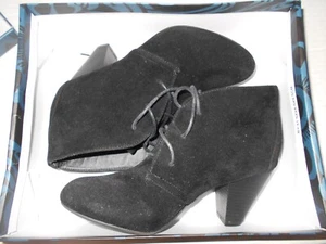 NEW Y Not? Womens 8 Owena Black Suede Lace Up Ankle Booties 3" Heel - Picture 1 of 7